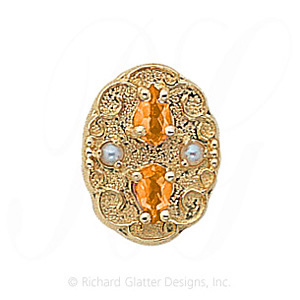 GS177 CIT/PL - 14 Karat Gold Slide with Citrine center and Pearl accents 